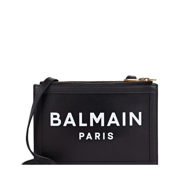 ‼️WOW‼️ BALMAIN PARIS B-Army 26 Logo Leather Crossbody Handbag Purse Black - Picture 3 of 14